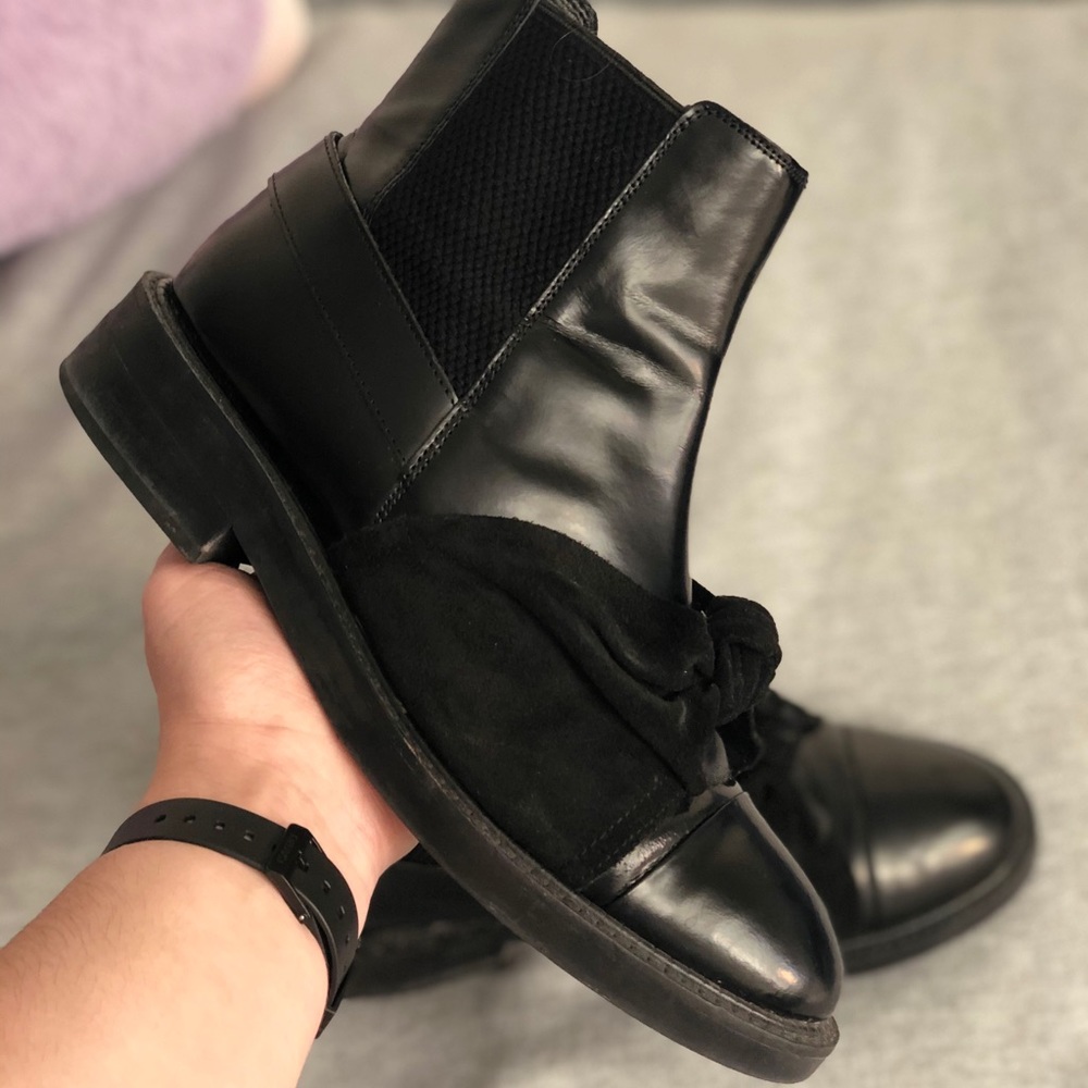 ASOS ANGELIC Leather Bow Ankle Boots